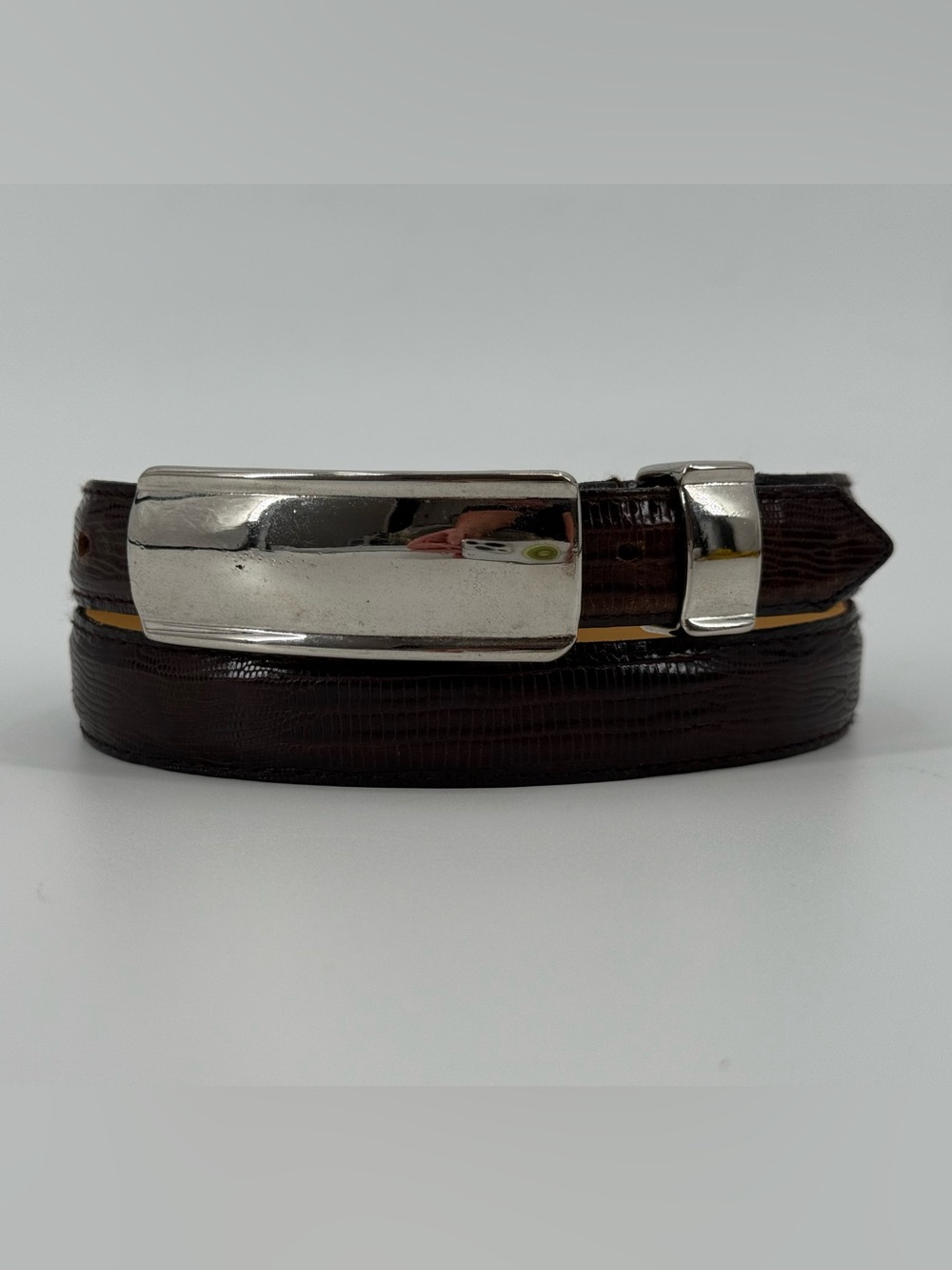 Ben Amun Vintage Lizard Leather Belt Contemporary Quiet Luxury M